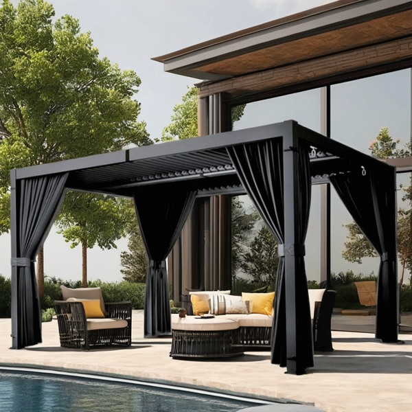 Outdoor Pergola Manufacturer - 4x4 with Aluminum Mounted Metal Gazebo Louvered Roof