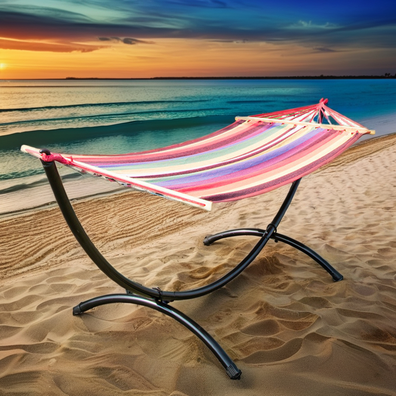 Hanging Hammock Manufacturer - Customized Modern Outdoor Adjustable Rope Steel Frame Powder Coated Canvas Cotton Fabric