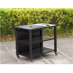 Steel Fire Pit Manufacturer - Outdoor with Storage Hooks Powder Coated Easy Clean Wheel Ceramic Table Top for Charcoal Fuel