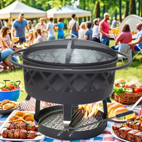 BBQ Grill Manufacturer - Outdoor Patio Full Set Steel with Fireplace Barbecue Cooker Powder Coated Charcoal Fuel Trolley