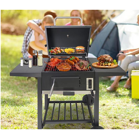 American Camping Grill Manufacturer - Home Outdoor Barbecue Lar Double-Side Plate With Trolley for Smoking and Grilling