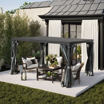 Pergola Manufacturer - Modern Eco-Friendly Outdoor Waterproof Aluminum Louvered Roof & Garden Canopy with Net Curtain