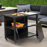 BBQ Grill Manufacturer - Smokeless Rolling Charcoal Barbecue Trolley Height Adjustable Fire Pit Trolley