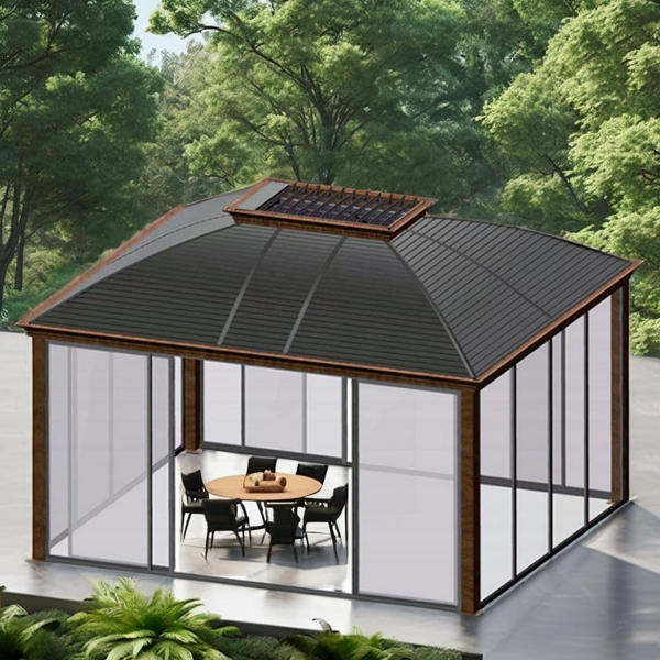 Garden Gazebo Manufacturer - Personalised Double Roof Steel Sides Waterproof Metal Sunshade for Patio Home Use