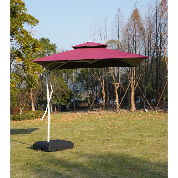 Outdoor Parasol Manufacturer - Heavy Duty 3*3m Single Roof Sunshade 360 Rotation PA Base Aluminum Cantilever Modern Hotels