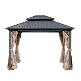 Steel Gazebo Manufacturer - Outdoor Hexagonal Double Roof with Metal Roof