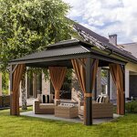 Outdoor Gazebo Manufacturer - Brown Arbours Patio Garden Stainless Steel Aluminum Alloy Poly Roof Hard Top Canopy