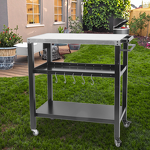Cooking Station Manufacturer - Outdoor Indoor Three-Tire Movable Pizza Oven Stand with BBQ Grill Utility Cart for Serving