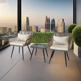 Patio Furniture Set Manufacturer - Modern 3pc Wicker Durable Iron Steel Frame PE for Outdoor Leisure Hotels Parks Courtyards