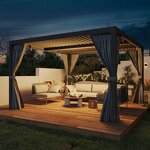 Bioclimatic Pergola Manufacturer - Outdoor Manual Aluminum Louvre Roof for Restaurants and Garage Sun Shade