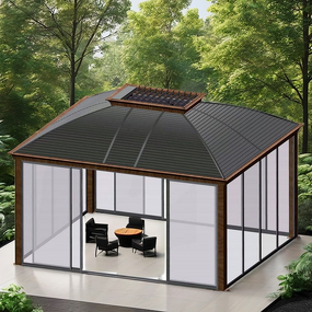 Garden Gazebo Manufacturer - Outdoor Sunjoy Home Backyard with Waterproof Large Pergola & Double Roof Big Size