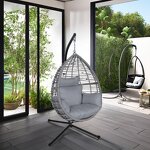 Hanging Chair Manufacturer - New Selling Outdoor Swing Eggshell Garden Patio Furniture Hanging Rattan Egg Chair With Stand