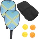 Pickleball Paddles Set Manufacturer - 2 Graphite Paddles with 1 Bag 2 Outdoor Yellow 2 Indoor Orange Pickleballs