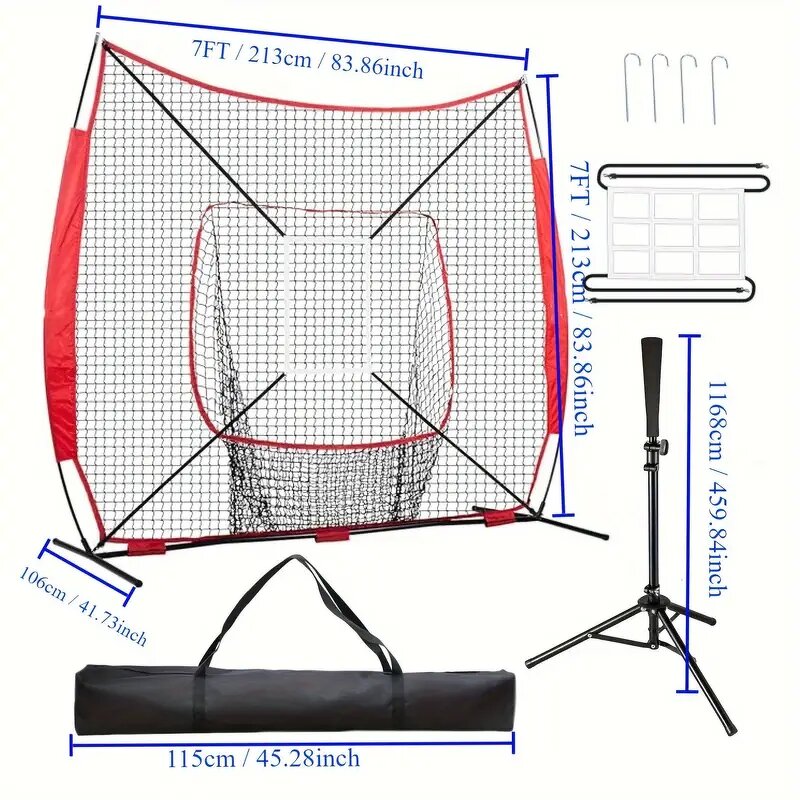Baseball & Softball Pitching Batting Net Set Manufacturer - Portable 7'x7' Bounce for Training and Hitting