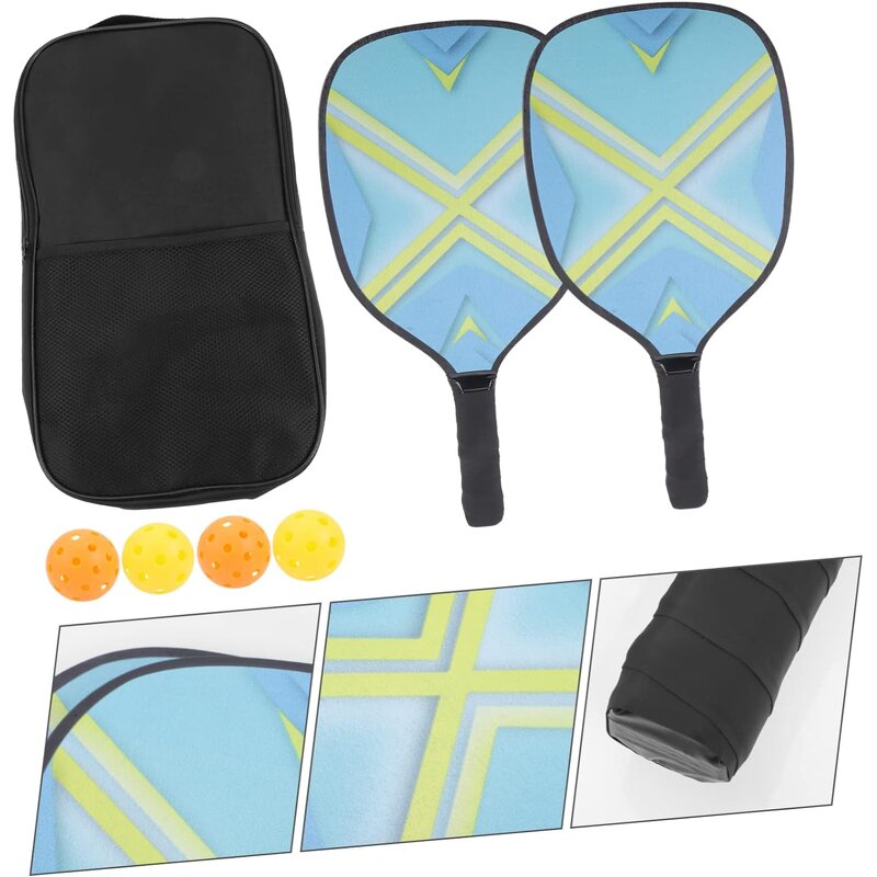 Pickleball Paddles Set Manufacturer - 2 Graphite Paddles with 1 Bag 2 Orange Indoor 2 Yellow Outdoor Pickleballs