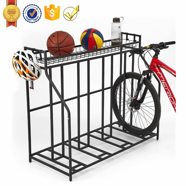Bike Storage Rack Manufacturer - BSR01A Metal Stability Floor Bicycle Parking Garage Organizer 4 Bike Stand Rack With Storage