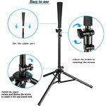 Batting Tee Manufacturer - Portable Adjustable Steel Frame Rubber Cone Training Practice Tripod for Baseball or Softball Black Ball Rebounders