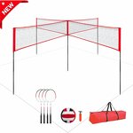 Four Square Volleyball Net Manufacturer - VN05A Cheap Price 4 Way Badminton Net 4 Way Volleyball Net