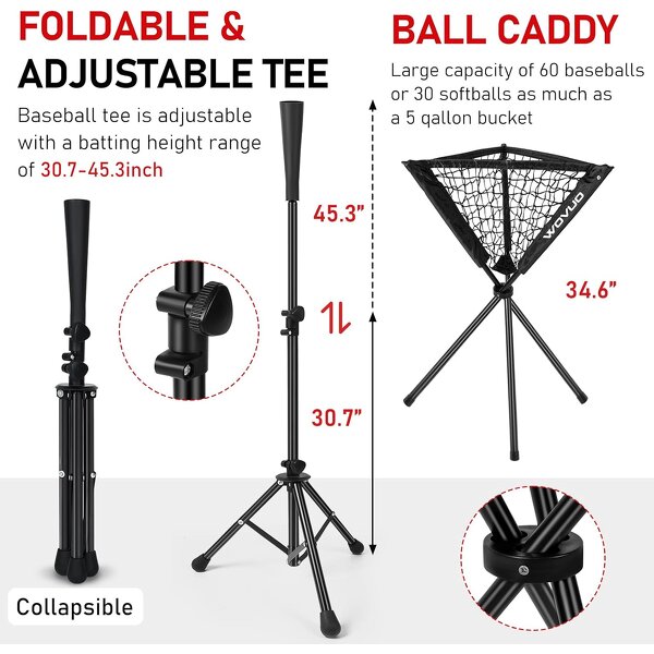 Baseball Softball Ball Caddy Manufacturer - Portable 56cm with Metal Tube and Polyester Net Batting Practice Ball Holder
