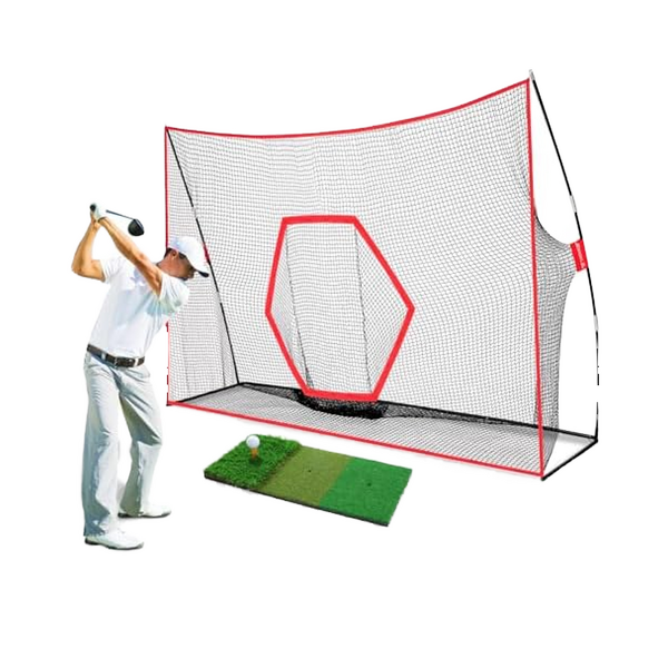 Golf Practice Net Manufacturer - Classic 10 X 7 ft Hitting Cage with Impact Screen & Blank Simulator Nylon Material Choose Printed Graphics