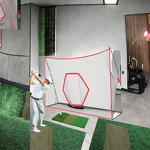 Golf Practice Net Manufacturer - Classic 10 X 7 ft Hitting Cage with Impact Screen & Blank Simulator Nylon Material Choose Printed Graphics