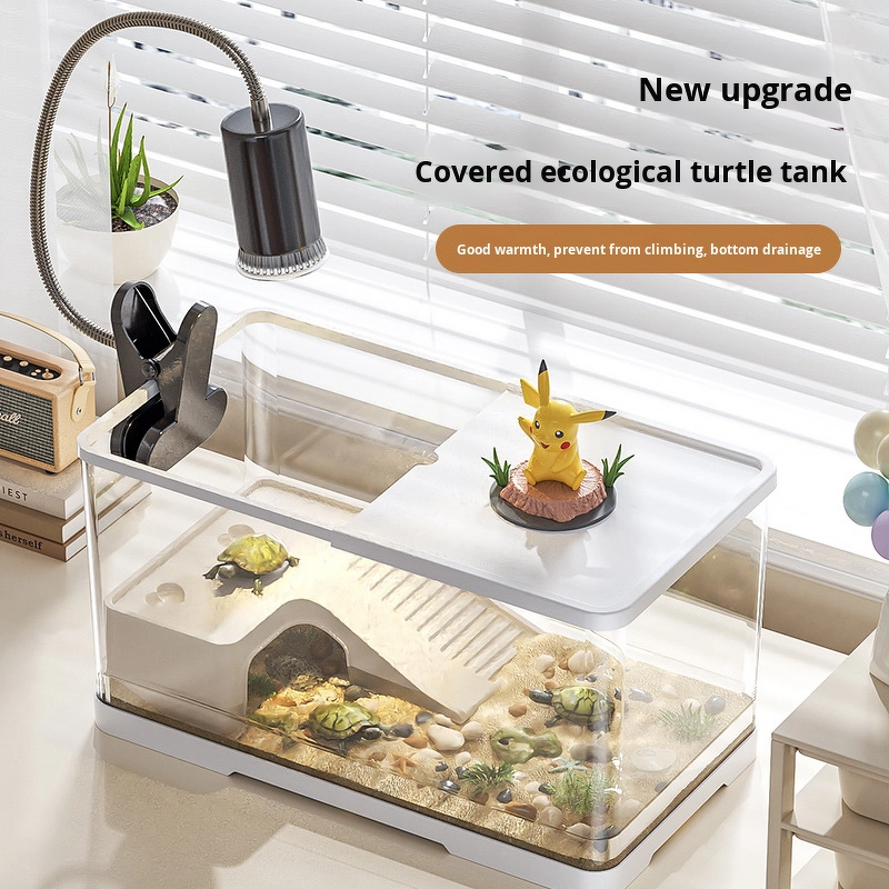 Brazilian Turtles Aquarium Manufacturer - New Model Small Medium Home Fish Tank with Ecological Landscaping for Living Room or Balcony