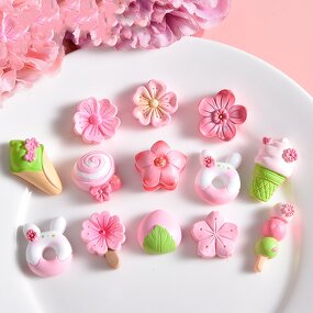 Resin Crafts Manufacturer - Cartoon Cherry Blossom Macaron Series DIY for Cake Decoration Garden Home Car Desktop or Small