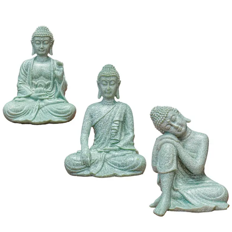 Buddha PVC Statue Manufacturer - High Quality Chinese Style Small Fearless Green Sandstone Finish for Home Decor for Fish Tank