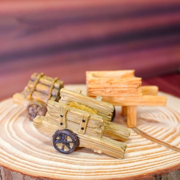 Resin Moss Micro Landscape Ornament Manufacturer - Hot-Selling Succulent Flower Pot Decoration Wheelbarrow Firewood Cart for Aquarium