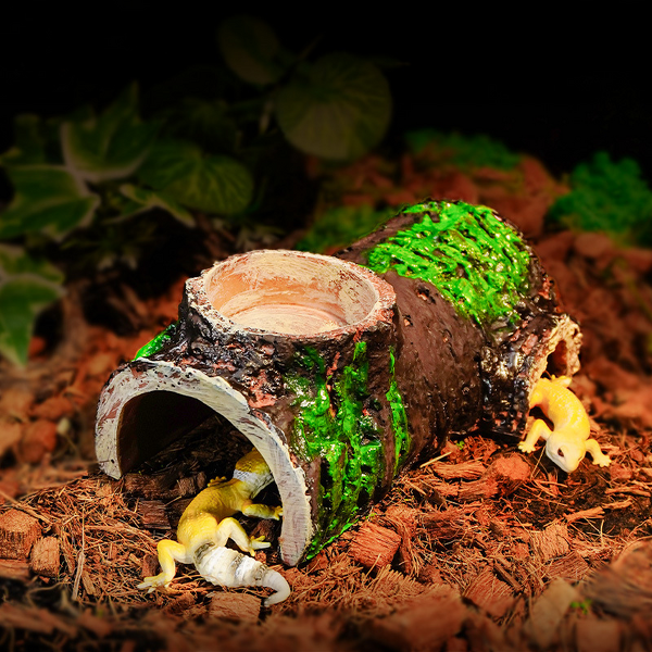 Bark Hideout Manufacturer - 18cm Simulated for Reptiles Gecko Lizard Turtle Basking Platform Drinking Feeding Bowl Dual-use Cave