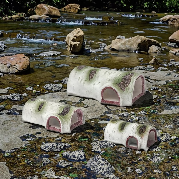 Reptiles Rock Manufacturer - Customizable Fish Tank Landscape Resin Simulate Bark Holes (S) for Aquariums for Sunbathing Turtles