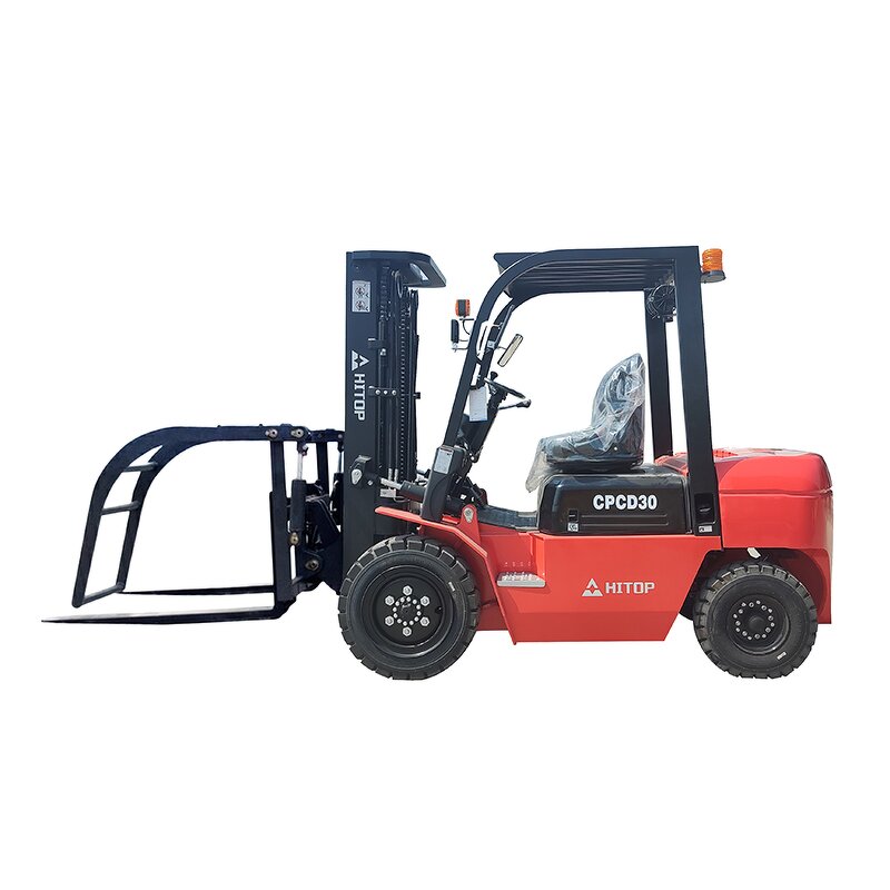 Forklift Attachment Manufacturer - HITOP Paper Roll Clamp Tyre Bale Clamp Drum Block Clamp Rotator Hinged Broke Handler