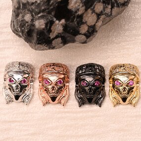 Spacer Beading Material Manufacturer - DIY Handmade Gold Jewelry Accessories Skull Shape Brass Micro Pave Spacer Bead for DIY Bracelet Making