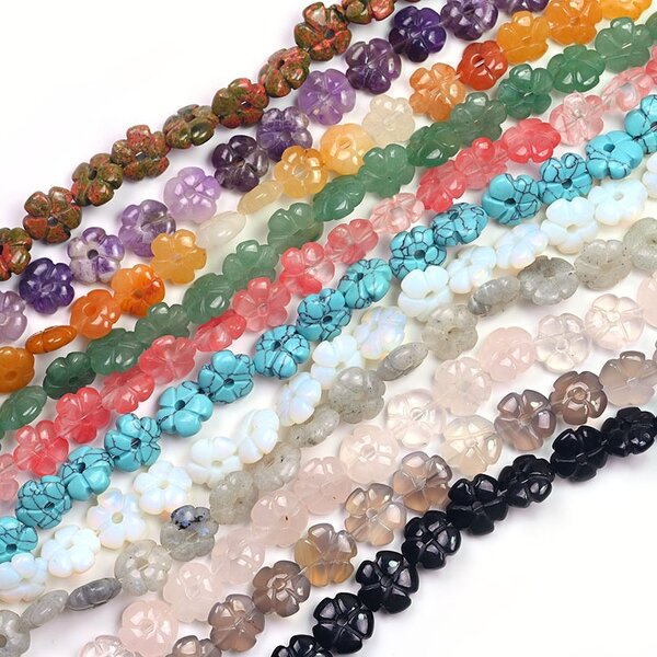 Natural Stone Beads Manufacturer - 14mm Flower Shape Spacer Irregular Loose Beads for Jewelry Making