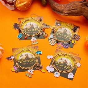Halloween Bracelet Manufacturer - Ghost Face Human Skeleton Araneid Drop Oil Alloy Charms Lobster Clasp