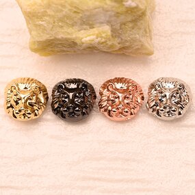 Cz Beads Manufacturer - Jewelry Parts Making Lion Head Earring Charms Necklaces Micro Pave Cz Spacer Beads for Jewelry Accessories