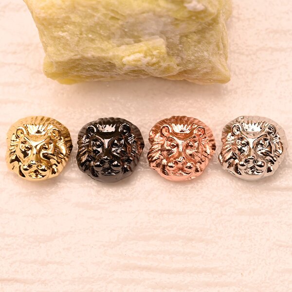Cz Beads Manufacturer - Jewelry Parts Making Lion Head Earring Charms Necklaces Micro Pave Cz Spacer Beads for Jewelry Accessories