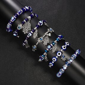Fashion Bracelet Manufacturer - Devil's Eyes Beaded Charms Elastic Rope for Men and Women