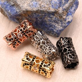 Cylindrical Engraving Copper Micro Pave Jewelry Beads Manufacturer - Diy Handmade Jewelry Accessories Charm Spacer Beads for DIY Jewelry Making