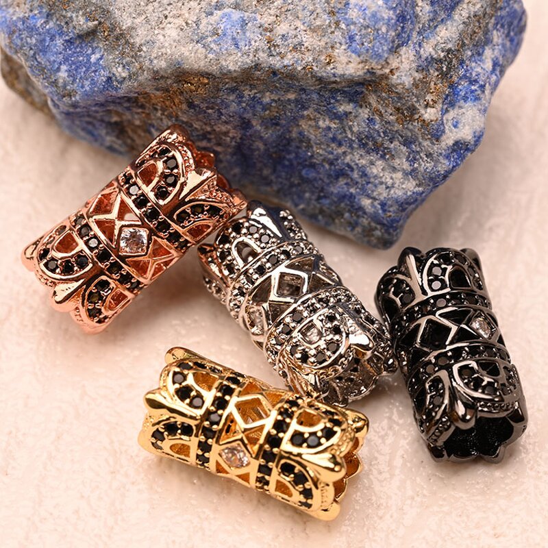 Cylindrical Engraving Copper Micro Pave Jewelry Beads Manufacturer - Diy Handmade Jewelry Accessories Charm Spacer Beads for DIY Jewelry Making