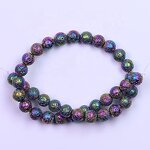 Lava Stone Beads Manufacturer - 10mm Natural Electroplated Lava Rock Round Gemstone Loose Beads for Jewelry Making