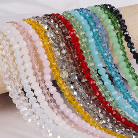 Crystal Beads Manufacturer - 4mm Round Faceted High Quality Glass Beads Loose Beads Strand for Jewelry Making