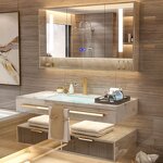 Bathroom Vanities Manufacturer - 2025 Luxury European Style Floating Cabinet with LED Mirror and Ceramic Basin for Apartments