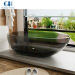 Resin Stone Bathtub Manufacturer - Modern Oval Shape Floor Translucent Hotel Project Solid Surface Polyester for Sale
