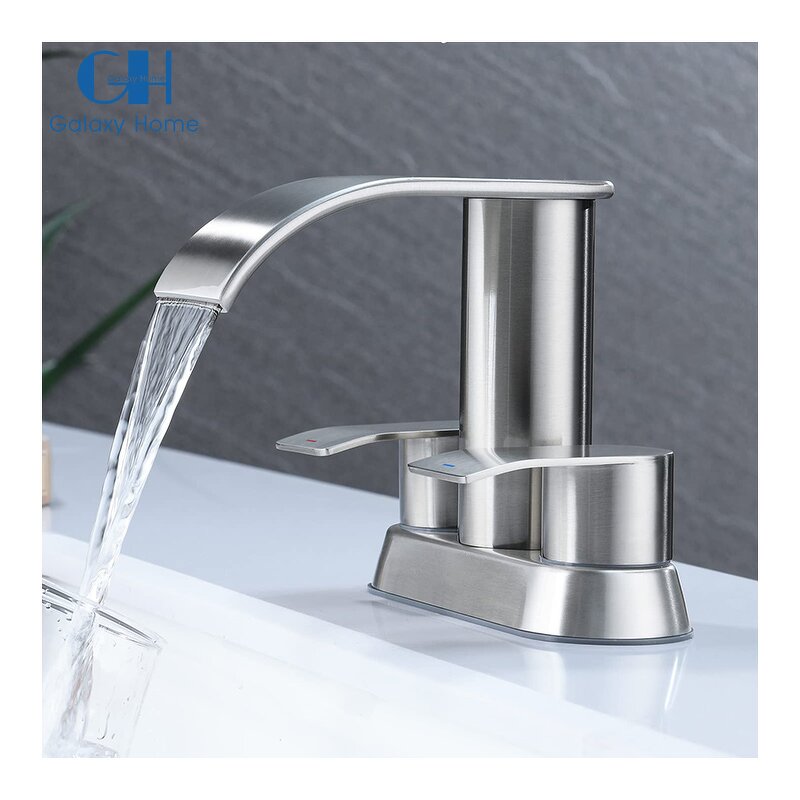 Bathroom Sink Faucet Manufacturer - Modern Two-Handle with Stainless Steel Valve Core Brushed Nickel Finish and Metal Pop-up Drain