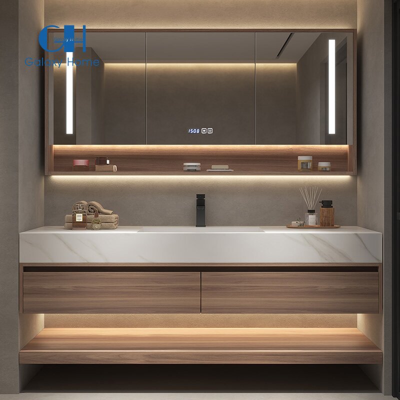 Bathroom Vanity Cabinets Manufacturer - Wholesale with Single/Double Sinks & Mirror for Hotel Bathroom Furniture