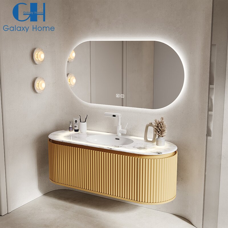 Bathroom Vanity Cabinets Manufacturer - Modern Marble Top Storage Sets Luxury Elegant Waterproof Washroom Furniture Basin
