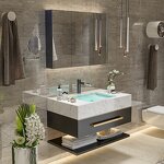 Bathroom Furniture Manufacturer - Modern European Wall Mounted Wood Vanity Cabinet Set With Double Sink