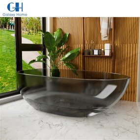 Resin Stone Bathtub Manufacturer - Modern Oval Shape Floor Translucent Hotel Project Solid Surface Polyester for Sale
