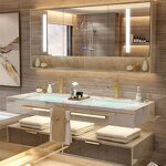 Bathroom Vanities Manufacturer - 2025 Luxury European Style Floating Cabinet with LED Mirror and Ceramic Basin for Apartments